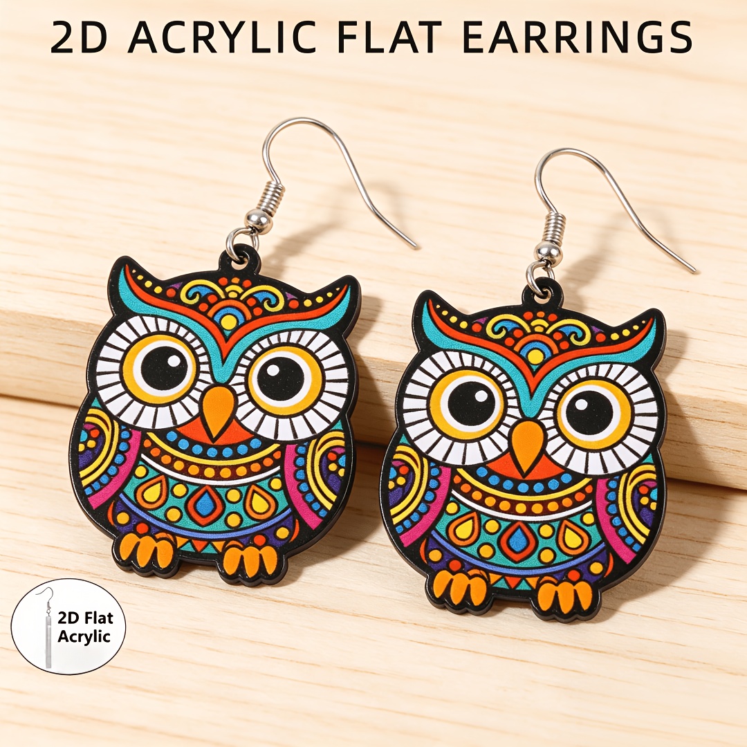 Women's Bohemian Folk Art Acrylic Dangle Earrings, Gift